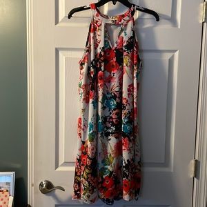 Fabulous Shades of Pink, purple & turquoise Floral Button Collar Halter Dress